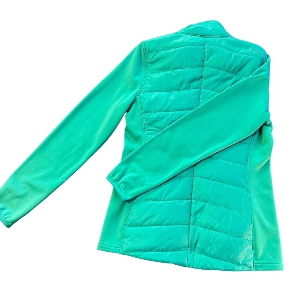 Oakley Women's Teal Quilted-Back Performance Jacket Size M Full Zip Puffer